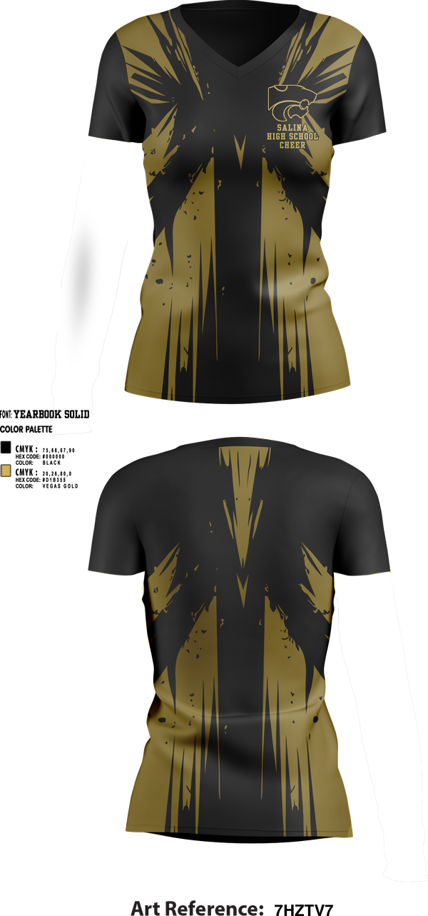 Womens Short Sleeve Vneck Shirt, Salina High School Cheer, Cheer, Teamtime, Team time, sublimation, custom sports apparel, team uniforms, spirit wear, spiritwear, sports uniforms, custom shirts, team store, custom team store, fundraiser sports, apparel fundraiser