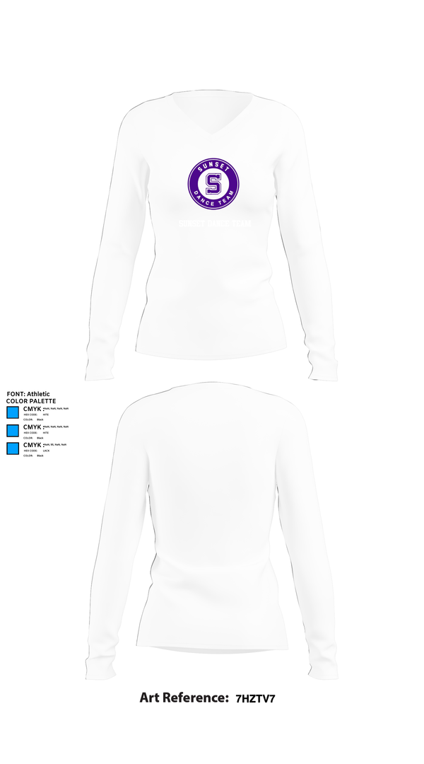 Womens Long Sleeve Vneck Shirt, Sunset Dance Team, Spirit Store, Teamtime, Team time, sublimation, custom sports apparel, team uniforms, spirit wear, spiritwear, sports uniforms, custom shirts, team store, custom team store, fundraiser sports, apparel fundraiser