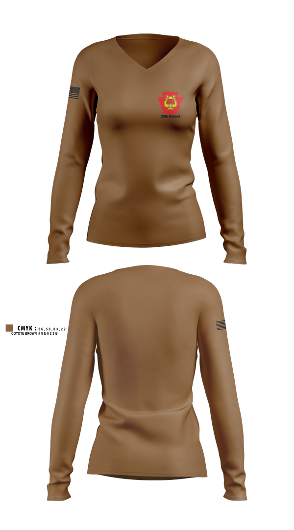 Womens Long Sleeve Vneck Shirt, 28th ID Band, , Teamtime, Team time, sublimation, custom sports apparel, team uniforms, spirit wear, spiritwear, sports uniforms, custom shirts, team store, custom team store, fundraiser sports, apparel fundraiser