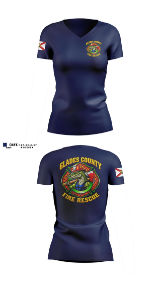 Womens Short Sleeve Vneck Shirt, Glades County Fire Rescue, Fire Department, Teamtime, Team time, sublimation, custom sports apparel, team uniforms, spirit wear, spiritwear, sports uniforms, custom shirts, team store, custom team store, fundraiser sports, apparel fundraiser