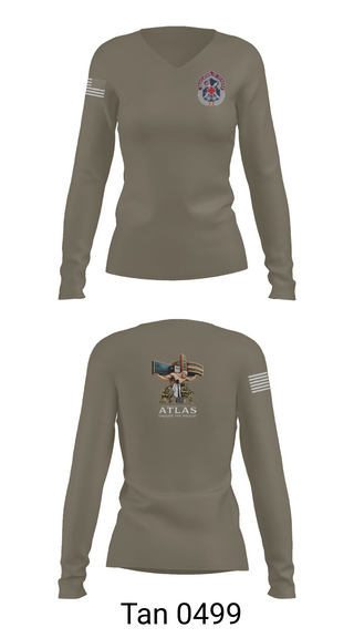 Womens Long Sleeve Vneck Shirt, Atlas Company, Army, Teamtime, Team time, sublimation, custom sports apparel, team uniforms, spirit wear, spiritwear, sports uniforms, custom shirts, team store, custom team store, fundraiser sports, apparel fundraiser