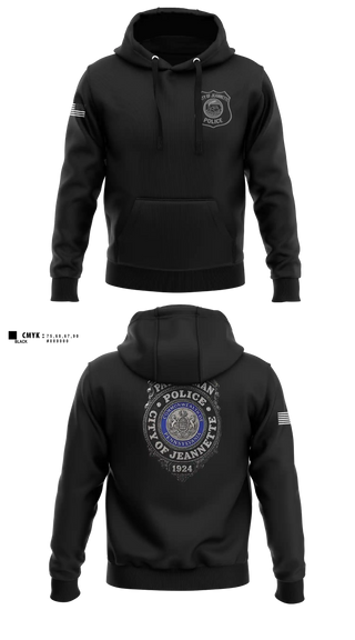 Hoodie, Jeannette PD, Police, Teamtime, Team time, sublimation, custom sports apparel, team uniforms, spirit wear, spiritwear, sports uniforms, custom shirts, team store, custom team store, fundraiser sports, apparel fundraiser