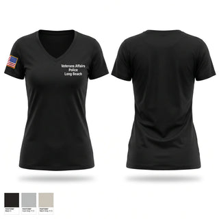Womens Short Sleeve Vneck Shirt, Veterans Affairs Police - Long Beach, Police, Teamtime, Team time, sublimation, custom sports apparel, team uniforms, spirit wear, spiritwear, sports uniforms, custom shirts, team store, custom team store, fundraiser sports, apparel fundraiser
