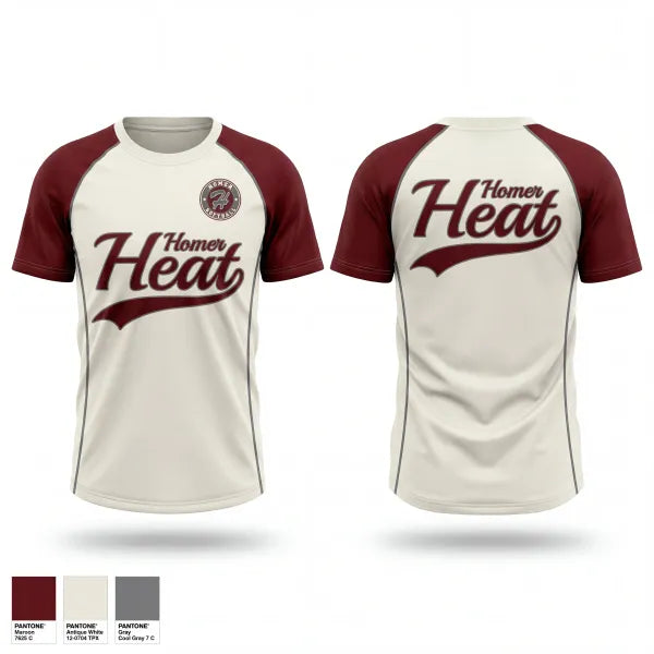 Old School Cotton Feel Shirt, Homer Heat, Softball, Teamtime, Team time, sublimation, custom sports apparel, team uniforms, spirit wear, spiritwear, sports uniforms, custom shirts, team store, custom team store, fundraiser sports, apparel fundraiser