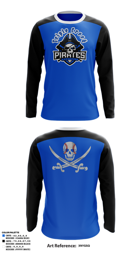 Long Sleeve Performance Shirt, Tripple Creek Pirates, Baseball, Teamtime, Team time, sublimation, custom sports apparel, team uniforms, spirit wear, spiritwear, sports uniforms, custom shirts, team store, custom team store, fundraiser sports, apparel fundraiser