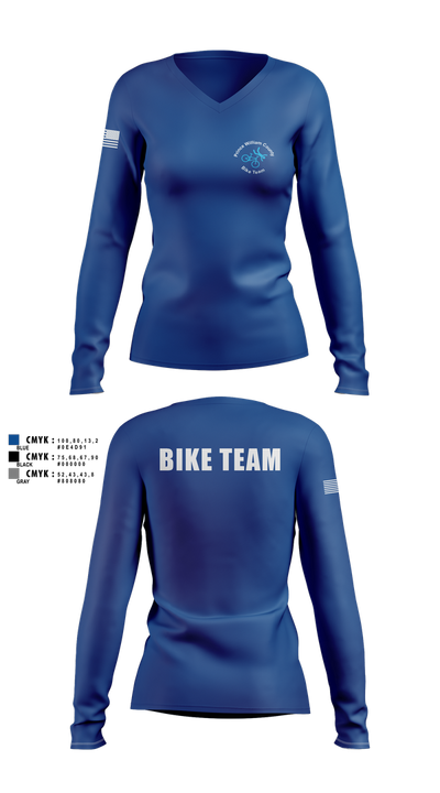 Prince William Bike Team 23723896 Women's Long Sleeve V-neck Shirt - 4
