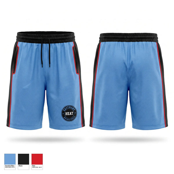 Mens Basketball Shorts, Eastmont HEAT, Men's Basketball, Teamtime, Team time, sublimation, custom sports apparel, team uniforms, spirit wear, spiritwear, sports uniforms, custom shirts, team store, custom team store, fundraiser sports, apparel fundraiser