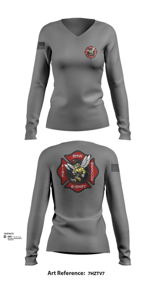 Womens Long Sleeve Vneck Shirt, B-Shift, Fire Department, Teamtime, Team time, sublimation, custom sports apparel, team uniforms, spirit wear, spiritwear, sports uniforms, custom shirts, team store, custom team store, fundraiser sports, apparel fundraiser
