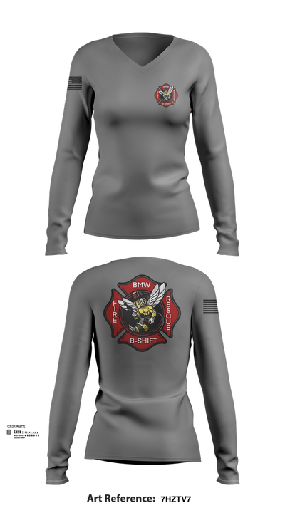 B-Shift 61265399 Women's Long Sleeve V-neck Shirt - 102
