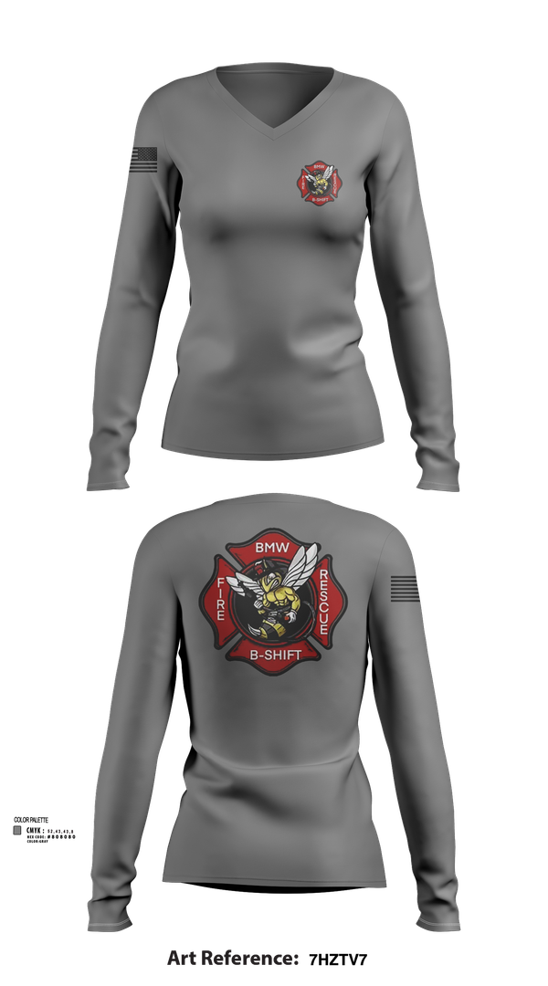 Womens Long Sleeve Vneck Shirt, B-Shift, Fire Department, Teamtime, Team time, sublimation, custom sports apparel, team uniforms, spirit wear, spiritwear, sports uniforms, custom shirts, team store, custom team store, fundraiser sports, apparel fundraiser