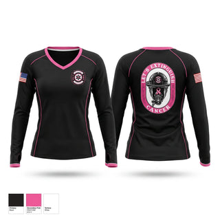 Womens Long Sleeve Vneck Shirt, Olathe Firefighters Association, Fire Department, Teamtime, Team time, sublimation, custom sports apparel, team uniforms, spirit wear, spiritwear, sports uniforms, custom shirts, team store, custom team store, fundraiser sports, apparel fundraiser