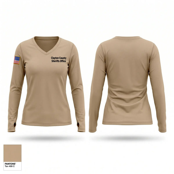 Womens Long Sleeve Vneck Shirt, Clayton County Sheriff’s Office, Police, Teamtime, Team time, sublimation, custom sports apparel, team uniforms, spirit wear, spiritwear, sports uniforms, custom shirts, team store, custom team store, fundraiser sports, apparel fundraiser