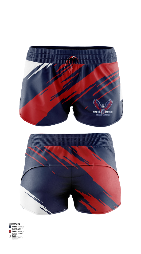 Womens Shorts, Wellen Park High School Color Guard, Cheer, Teamtime, Team time, sublimation, custom sports apparel, team uniforms, spirit wear, spiritwear, sports uniforms, custom shirts, team store, custom team store, fundraiser sports, apparel fundraiser