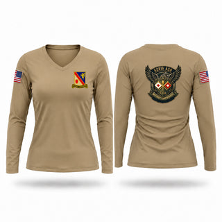 Womens Long Sleeve Vneck Shirt, Charlie Company 628th ASB, Army, Teamtime, Team time, sublimation, custom sports apparel, team uniforms, spirit wear, spiritwear, sports uniforms, custom shirts, team store, custom team store, fundraiser sports, apparel fundraiser