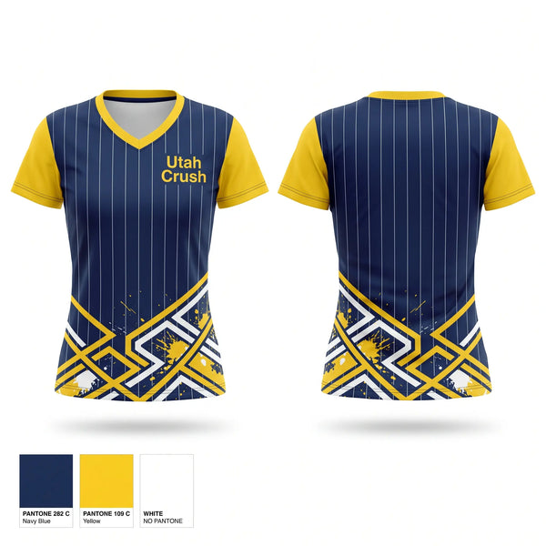 Womens Short Sleeve Vneck Shirt, Utah Crush, Baseball, Teamtime, Team time, sublimation, custom sports apparel, team uniforms, spirit wear, spiritwear, sports uniforms, custom shirts, team store, custom team store, fundraiser sports, apparel fundraiser
