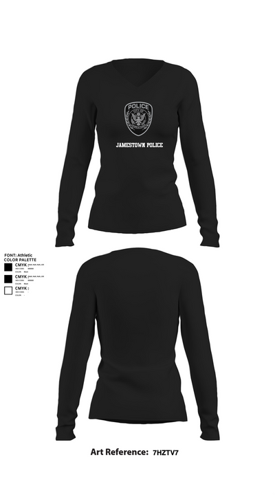 Jamestown Police 59981671 Women's Long Sleeve V-neck Shirt - 21