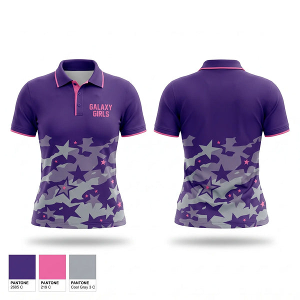 Short Sleeve Performance Polo, Galaxy Girls, Women's Soccer, Teamtime, Team time, sublimation, custom sports apparel, team uniforms, spirit wear, spiritwear, sports uniforms, custom shirts, team store, custom team store, fundraiser sports, apparel fundraiser