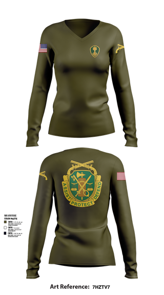 Womens Long Sleeve Vneck Shirt, 785th Military Police Battalion, , Teamtime, Team time, sublimation, custom sports apparel, team uniforms, spirit wear, spiritwear, sports uniforms, custom shirts, team store, custom team store, fundraiser sports, apparel fundraiser