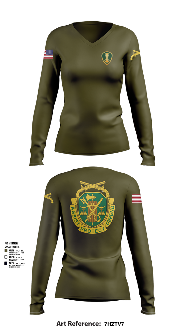 Womens Long Sleeve Vneck Shirt, 785th Military Police Battalion, , Teamtime, Team time, sublimation, custom sports apparel, team uniforms, spirit wear, spiritwear, sports uniforms, custom shirts, team store, custom team store, fundraiser sports, apparel fundraiser