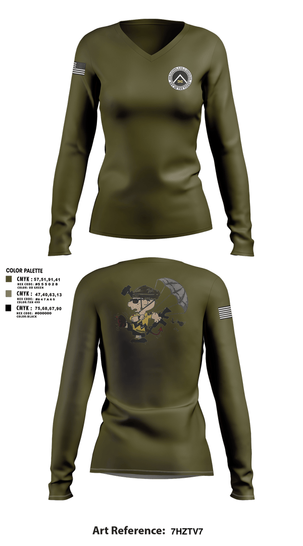 Women's Long Sleeve Vneck Shirt, 3rd Platoon, CCo, 1-508th PIR, , Teamtime, Team time, sublimation, custom sports apparel, team uniforms, spirit wear, spiritwear, sports uniforms, custom shirts, team store, custom team store, fundraiser sports, apparel fundraiser