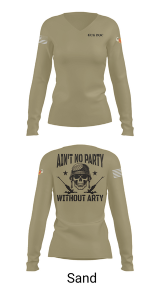 Women's Long Sleeve Vneck Shirt, 1-320th FA, Fox Battery, , Teamtime, Team time, sublimation, custom sports apparel, team uniforms, spirit wear, spiritwear, sports uniforms, custom shirts, team store, custom team store, fundraiser sports, apparel fundraiser