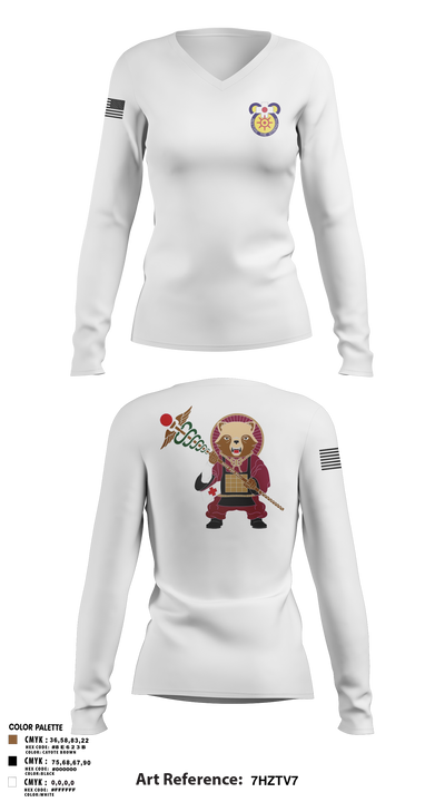 MEDDAC-Japan 77028542 Women's Long Sleeve V-neck Shirt - 4