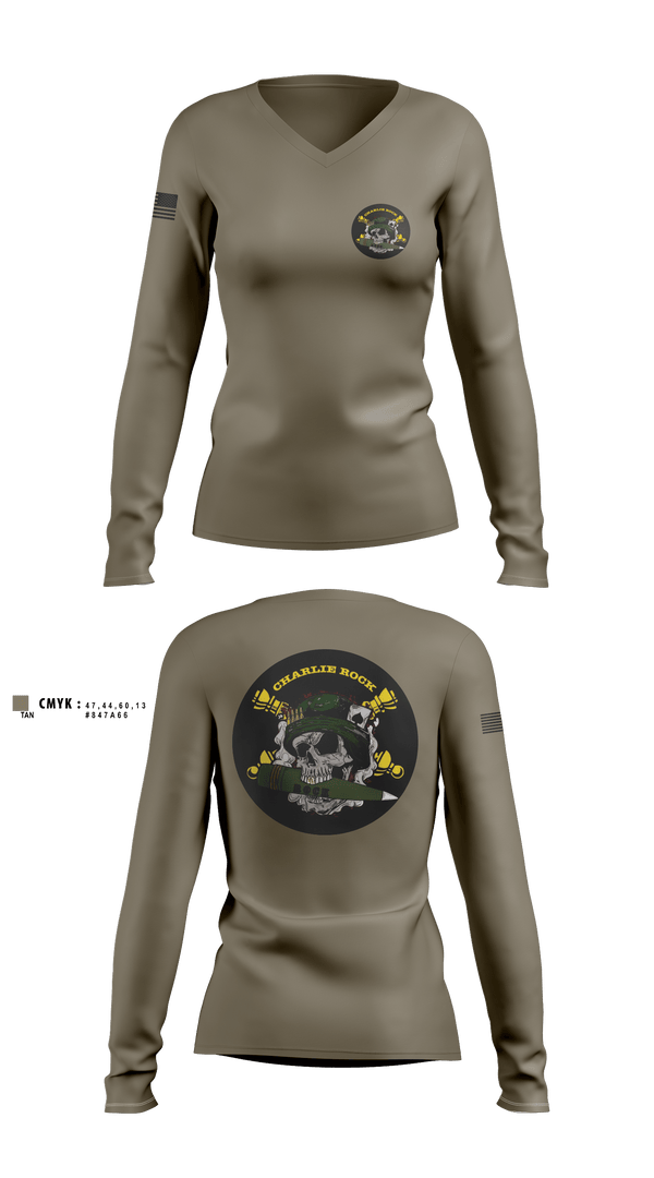 Women's Long Sleeve Vneck Shirt, Charlie rock, Army, Teamtime, Team time, sublimation, custom sports apparel, team uniforms, spirit wear, spiritwear, sports uniforms, custom shirts, team store, custom team store, fundraiser sports, apparel fundraiser