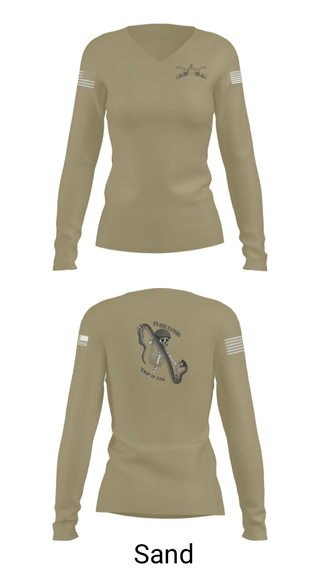 Women's Long Sleeve Vneck Shirt, Q Troop 4/278th, Army, Teamtime, Team time, sublimation, custom sports apparel, team uniforms, spirit wear, spiritwear, sports uniforms, custom shirts, team store, custom team store, fundraiser sports, apparel fundraiser