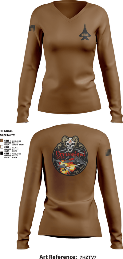 332nd EMXS 72037351 Women's Long Sleeve V-neck Shirt - 4