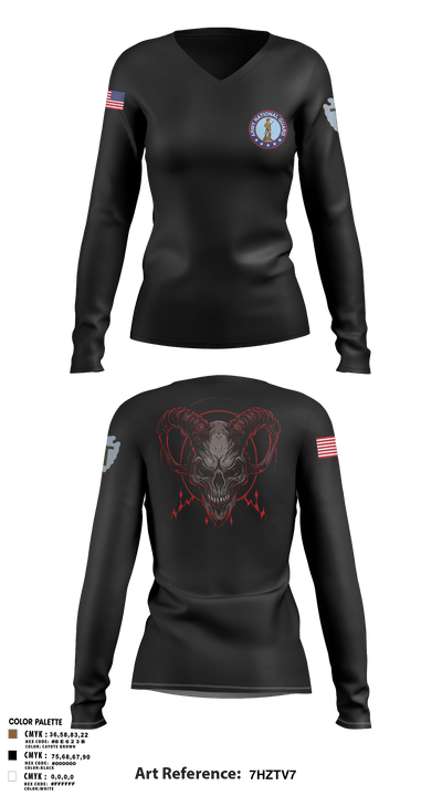 Delta Company 3-144th Infantry 77323460 Women's Long Sleeve V-neck Shirt - 3