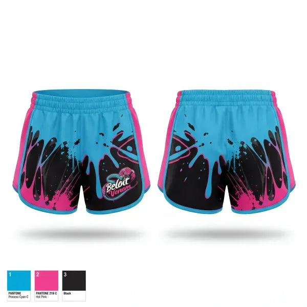 Womens Shorts, Beloit Venom, Softball, Teamtime, Team time, sublimation, custom sports apparel, team uniforms, spirit wear, spiritwear, sports uniforms, custom shirts, team store, custom team store, fundraiser sports, apparel fundraiser