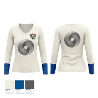 Womens Long Sleeve Vneck Shirt, Diamond Bar Dodgers, Baseball, Teamtime, Team time, sublimation, custom sports apparel, team uniforms, spirit wear, spiritwear, sports uniforms, custom shirts, team store, custom team store, fundraiser sports, apparel fundraiser