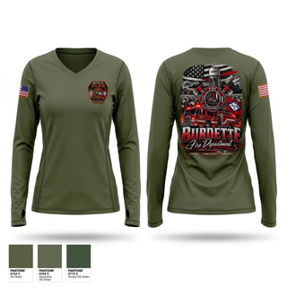 Womens Long Sleeve Vneck Shirt, Burdette Fire Department, Fire Department, Teamtime, Team time, sublimation, custom sports apparel, team uniforms, spirit wear, spiritwear, sports uniforms, custom shirts, team store, custom team store, fundraiser sports, apparel fundraiser