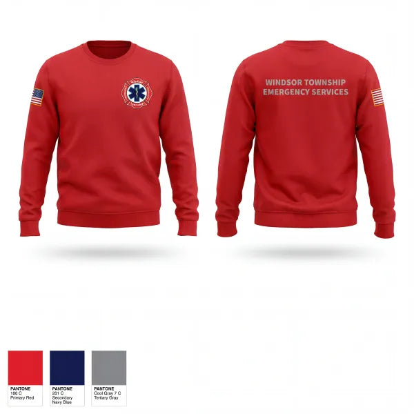 Crew Neck Sweatshirt, Windsor Township Emergency Services, Fire Department, Teamtime, Team time, sublimation, custom sports apparel, team uniforms, spirit wear, spiritwear, sports uniforms, custom shirts, team store, custom team store, fundraiser sports, apparel fundraiser