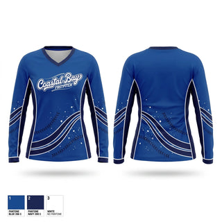 Womens Long Sleeve Vneck Shirt, Coastal Bay, Softball, Teamtime, Team time, sublimation, custom sports apparel, team uniforms, spirit wear, spiritwear, sports uniforms, custom shirts, team store, custom team store, fundraiser sports, apparel fundraiser