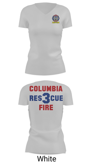 Womens Short Sleeve Vneck Shirt, Columbia Fire Department RESCUE3, Fire Department, Teamtime, Team time, sublimation, custom sports apparel, team uniforms, spirit wear, spiritwear, sports uniforms, custom shirts, team store, custom team store, fundraiser sports, apparel fundraiser