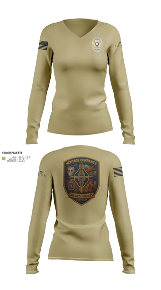 Womens Long Sleeve Vneck Shirt, Heritage Companies Security Services Division, , Teamtime, Team time, sublimation, custom sports apparel, team uniforms, spirit wear, spiritwear, sports uniforms, custom shirts, team store, custom team store, fundraiser sports, apparel fundraiser