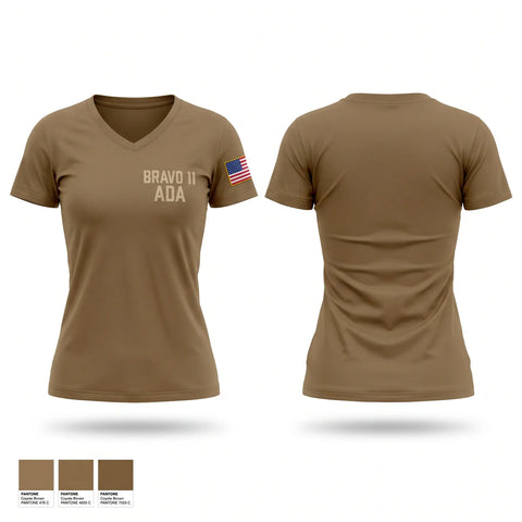 Womens Short Sleeve Vneck Shirt, Bravo 1-1 ADA, Army, Teamtime, Team time, sublimation, custom sports apparel, team uniforms, spirit wear, spiritwear, sports uniforms, custom shirts, team store, custom team store, fundraiser sports, apparel fundraiser