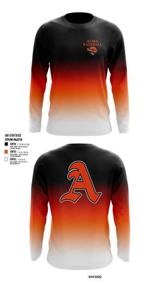 Long Sleeve Performance Shirt, Alma, Baseball, Teamtime, Team time, sublimation, custom sports apparel, team uniforms, spirit wear, spiritwear, sports uniforms, custom shirts, team store, custom team store, fundraiser sports, apparel fundraiser