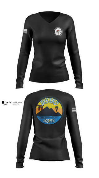 Womens Long Sleeve Vneck Shirt, D.B. Coopers, Army, Teamtime, Team time, sublimation, custom sports apparel, team uniforms, spirit wear, spiritwear, sports uniforms, custom shirts, team store, custom team store, fundraiser sports, apparel fundraiser