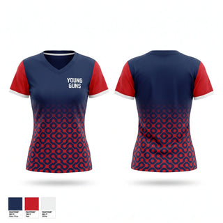 Womens Short Sleeve Vneck Shirt, YOUNG GUNS, Baseball, Teamtime, Team time, sublimation, custom sports apparel, team uniforms, spirit wear, spiritwear, sports uniforms, custom shirts, team store, custom team store, fundraiser sports, apparel fundraiser