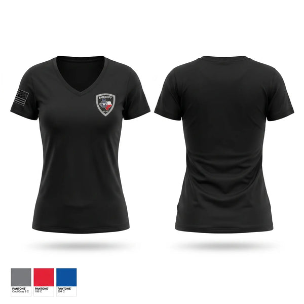 Womens Short Sleeve Vneck Shirt, Kerr County Sheriffs Office, Police, Teamtime, Team time, sublimation, custom sports apparel, team uniforms, spirit wear, spiritwear, sports uniforms, custom shirts, team store, custom team store, fundraiser sports, apparel fundraiser