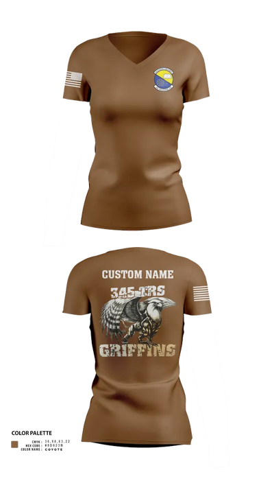 345th TRS 44562231 Women's Short Sleeve V-neck Shirt - 11