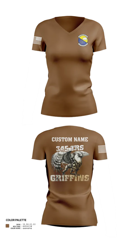 Womens Short Sleeve Vneck Shirt, 345th TRS, , Teamtime, Team time, sublimation, custom sports apparel, team uniforms, spirit wear, spiritwear, sports uniforms, custom shirts, team store, custom team store, fundraiser sports, apparel fundraiser
