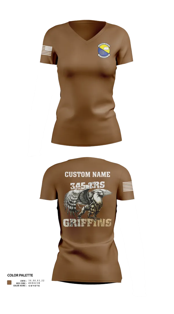 Womens Short Sleeve Vneck Shirt, 345th TRS, , Teamtime, Team time, sublimation, custom sports apparel, team uniforms, spirit wear, spiritwear, sports uniforms, custom shirts, team store, custom team store, fundraiser sports, apparel fundraiser