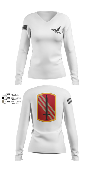 Womens Long Sleeve Vneck Shirt, 196th BDE SIG CO, , Teamtime, Team time, sublimation, custom sports apparel, team uniforms, spirit wear, spiritwear, sports uniforms, custom shirts, team store, custom team store, fundraiser sports, apparel fundraiser