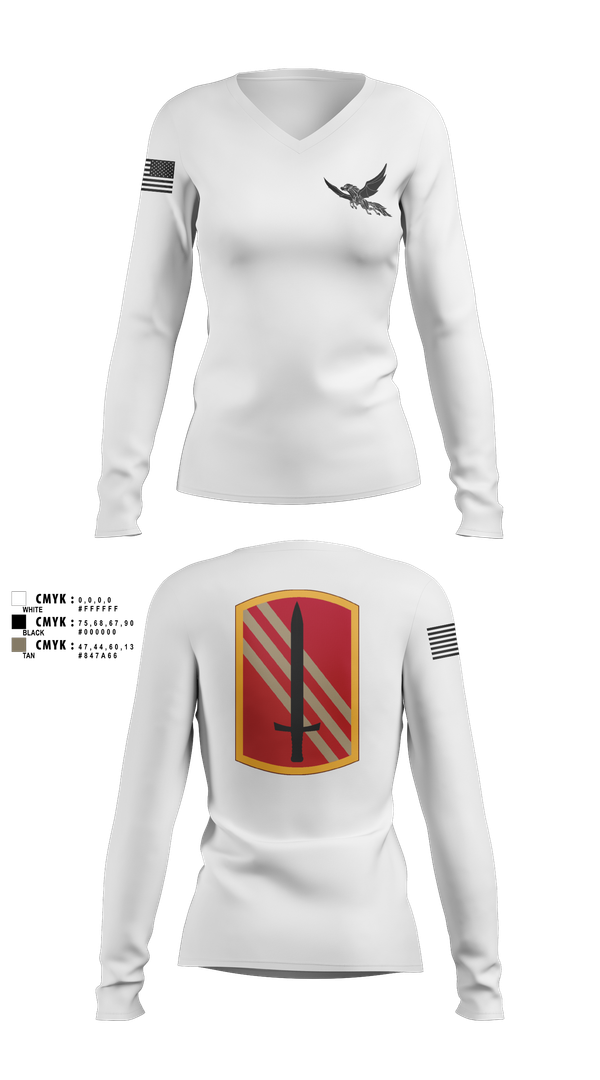 Womens Long Sleeve Vneck Shirt, 196th BDE SIG CO, , Teamtime, Team time, sublimation, custom sports apparel, team uniforms, spirit wear, spiritwear, sports uniforms, custom shirts, team store, custom team store, fundraiser sports, apparel fundraiser