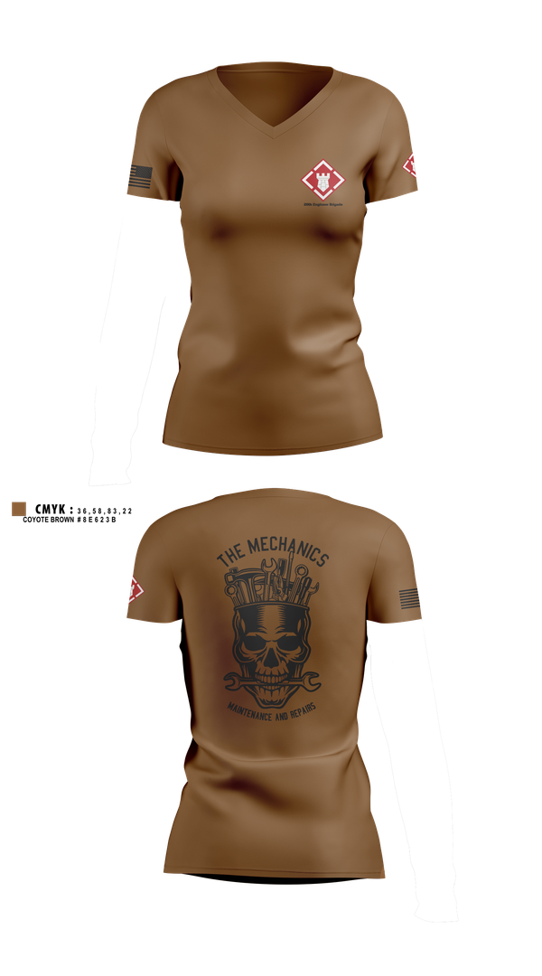 Womens Short Sleeve Vneck Shirt, 20th Engineer Brigade, , Teamtime, Team time, sublimation, custom sports apparel, team uniforms, spirit wear, spiritwear, sports uniforms, custom shirts, team store, custom team store, fundraiser sports, apparel fundraiser