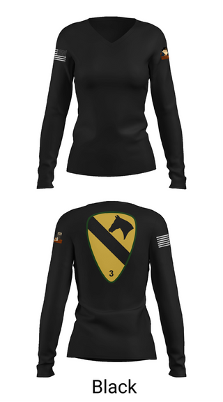 Womens Long Sleeve Vneck Shirt, 1st cav Div 3abct, , Teamtime, Team time, sublimation, custom sports apparel, team uniforms, spirit wear, spiritwear, sports uniforms, custom shirts, team store, custom team store, fundraiser sports, apparel fundraiser