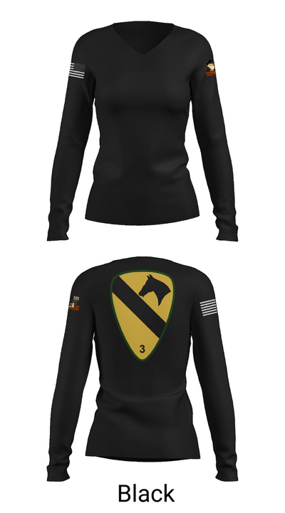 1st cav Div 3abct 85829502 Women's Long Sleeve V-neck Shirt - 37